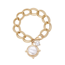 European and American ins simple OT buckle pearl bracelet women fashionable and creative hip-hop metal chain bracelet